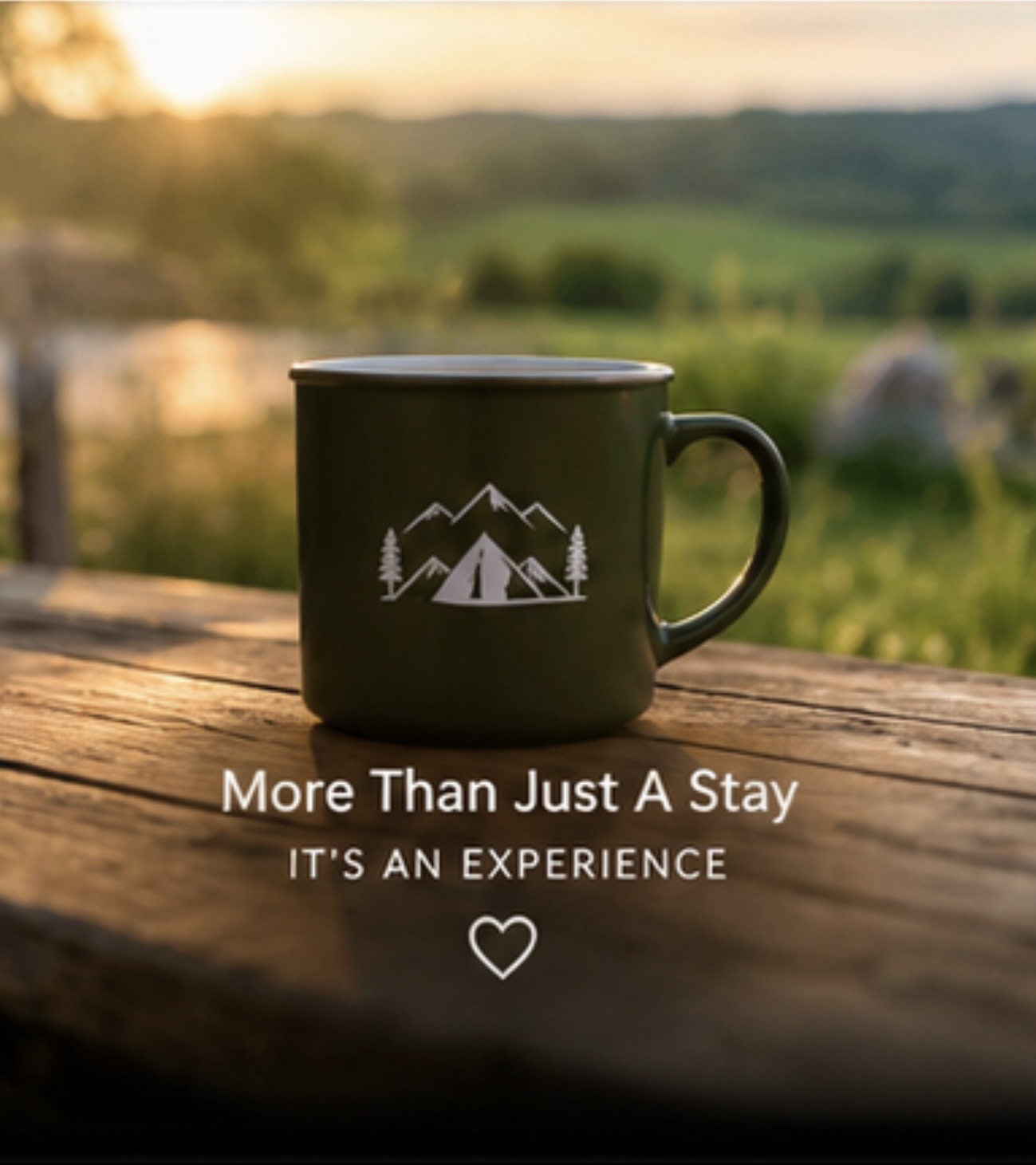 AI-created concept of a camping mug in golden sunlight