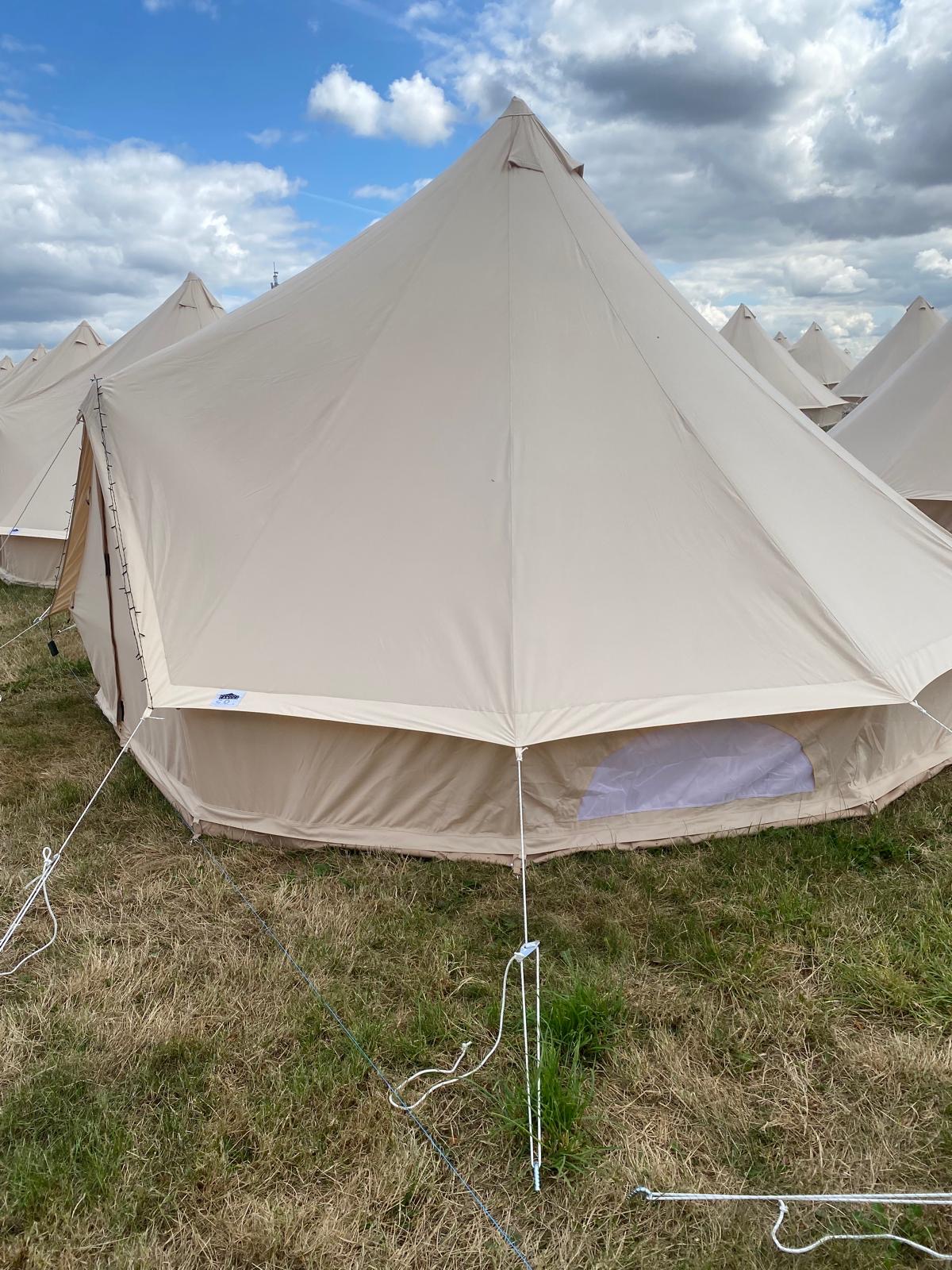 Real canvas bell tents at our Silverstone glamping campsite